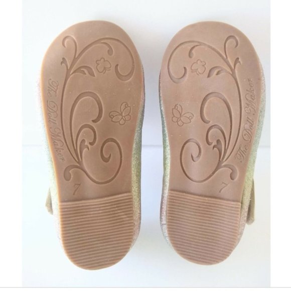 The Doll Maker Shoes Ombre Gold And Pink Glitter Bunny Mary Jane